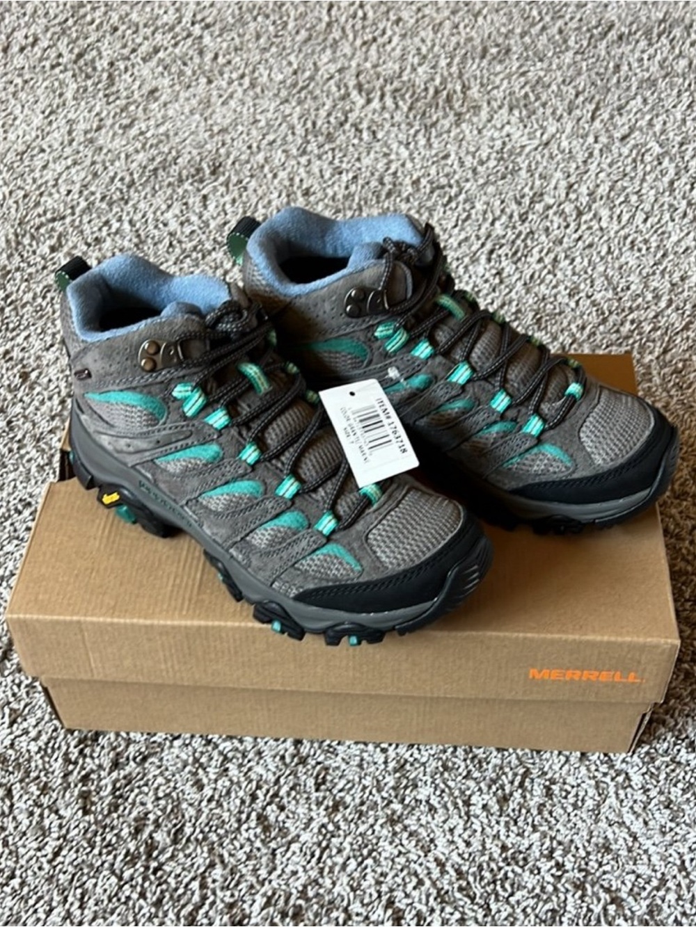 Merrell Gray and Teal Women's Mid-Height Hiking Boots